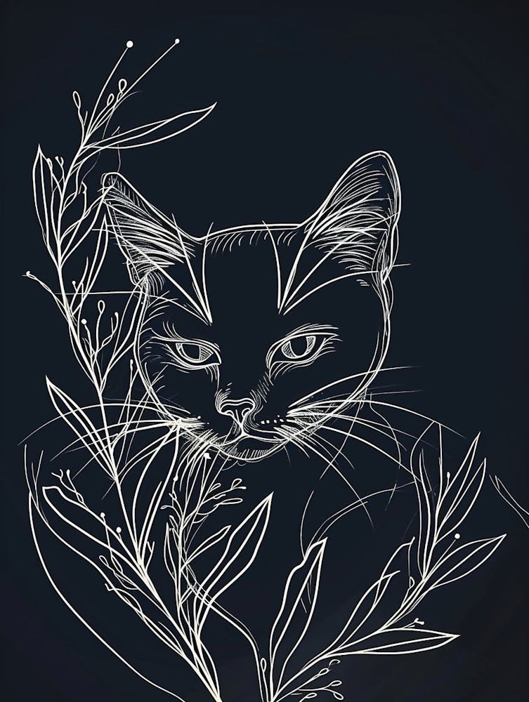 Ojos Azules Cat Minimalist Illustration 4
