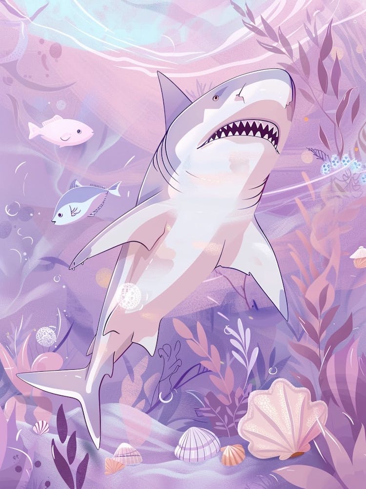 Purple White Tip Reef Shark Illustration 2