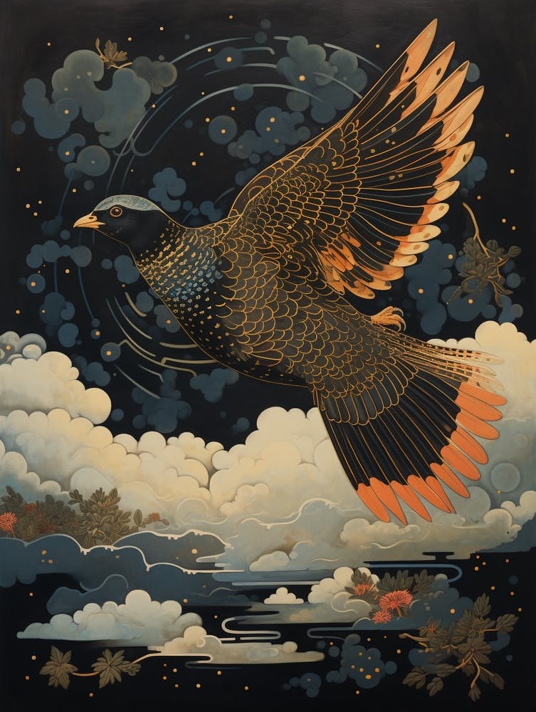 Pheasant 2 Gold Detail Painting