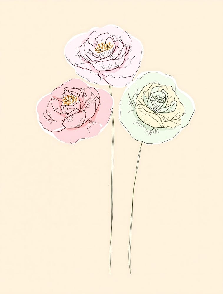 Softly Painted Floral Stems with a Minimalist Feel