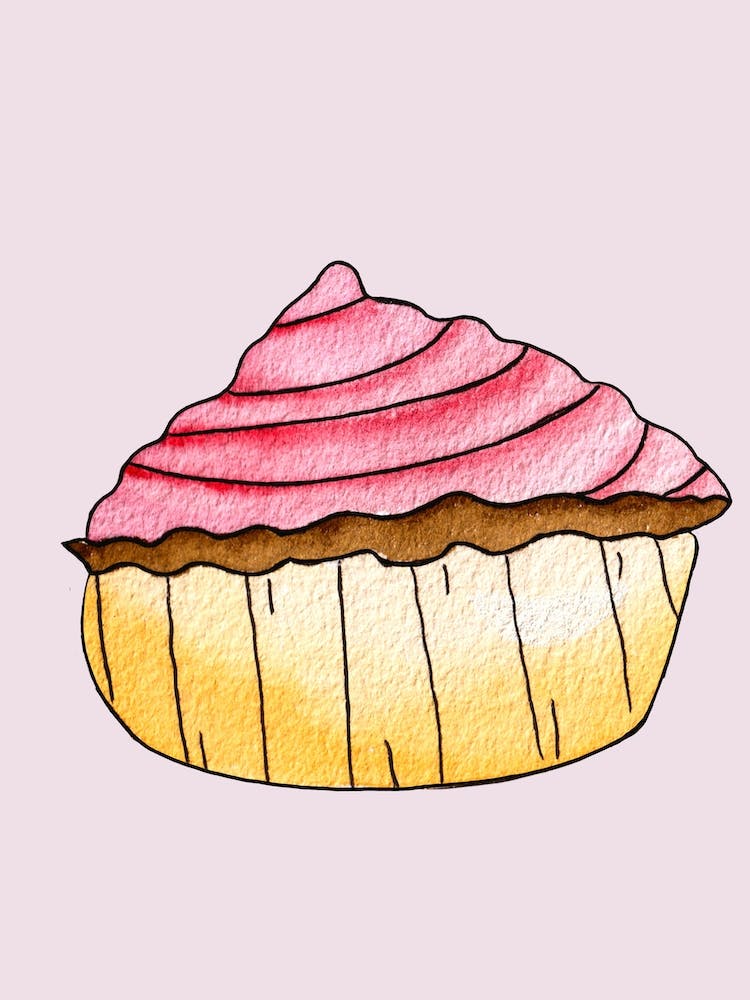 Gold And Pink Strawberry Cupcake