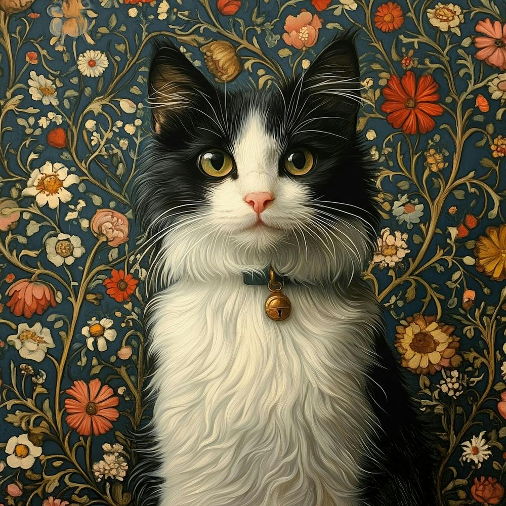 Cat With Flowers Art
