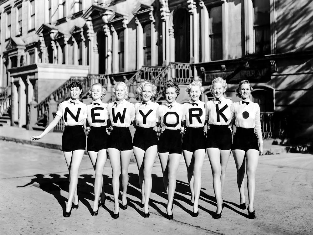 New York Chorus Girl, Black and White Old Photo, Vintage Art