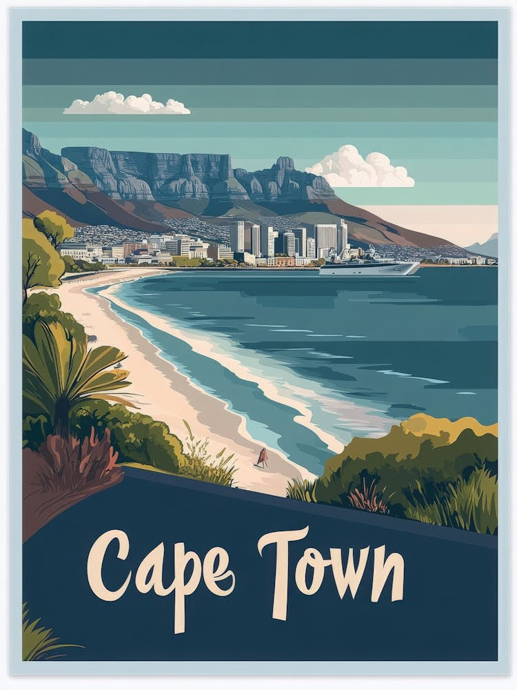 Aihrgdesign A Mid Century Modern Travel Poster For Cape Town