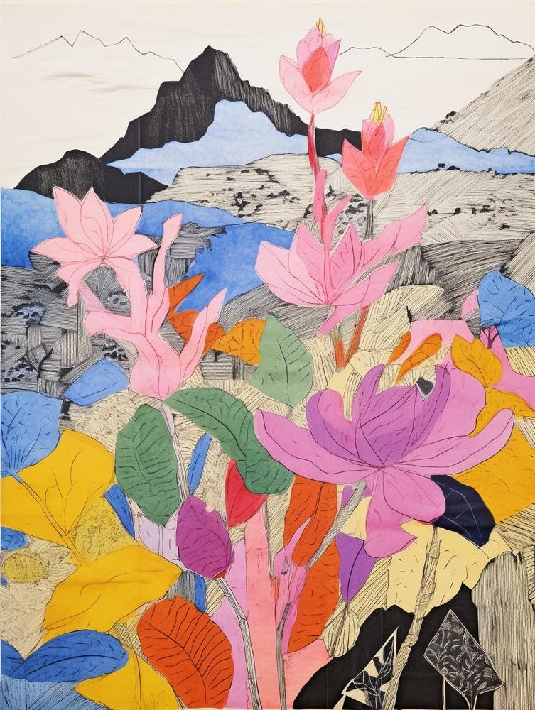 Annapurna Nepal 3 Colourful Mountain Illustration