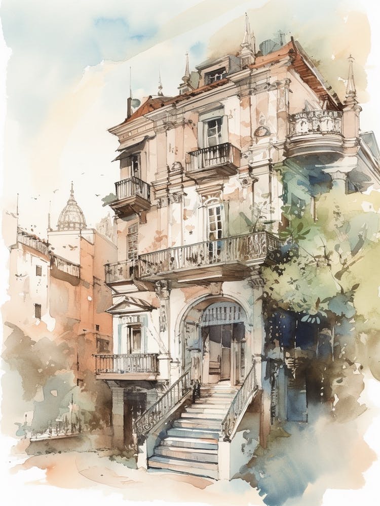 Palermo Buenos Aires Neighborhood, Watercolour 4