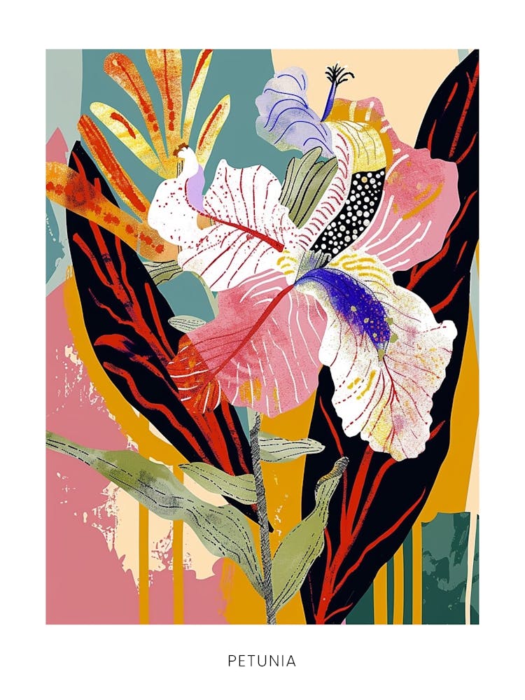 Colourful Flower Illustration Poster Petunia 1