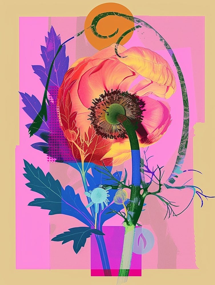 Ranunculus 2 Neon Flower Collage