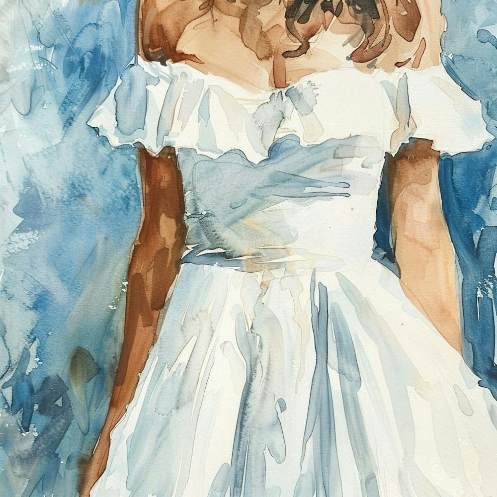 Watercolor Bridal Dress Close Up 1718