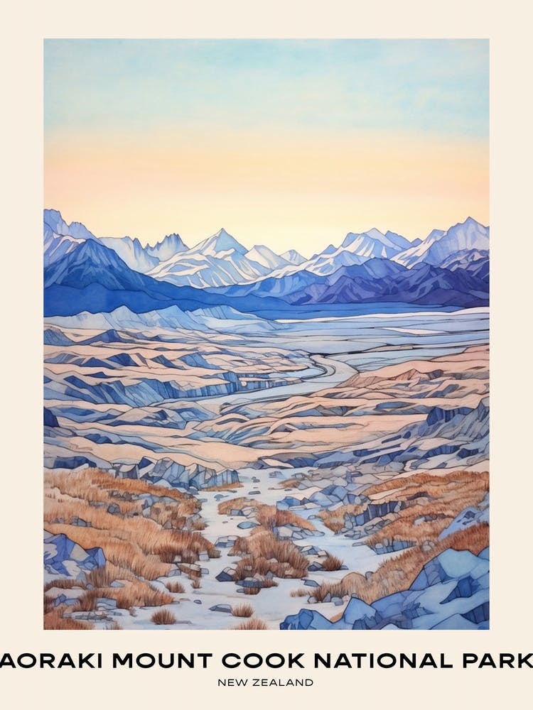 Aoraki Mount Cook Nationalpark Neuseeland 1 Poster