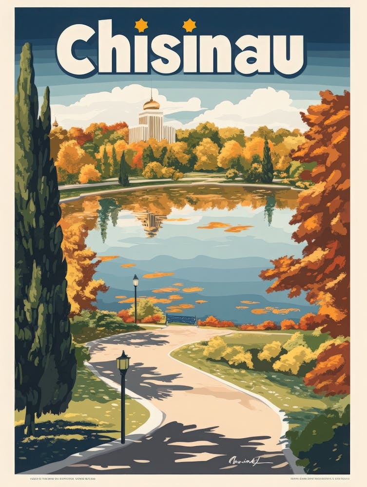 Aihrgdesign A Mid Century Modern Travel Poster For Chisinau