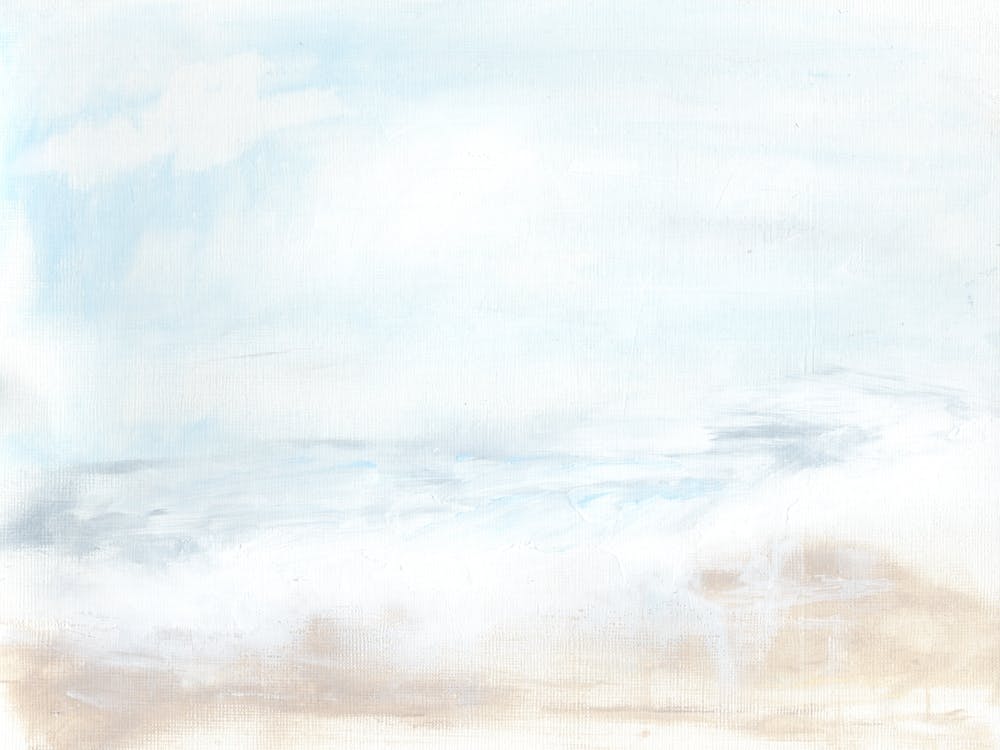 Unique Abstract Beach Landscape Coastal Painting Blue Beige
