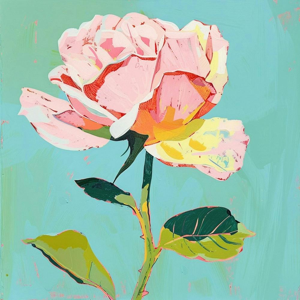 Rose 7 Square Flower Illustration