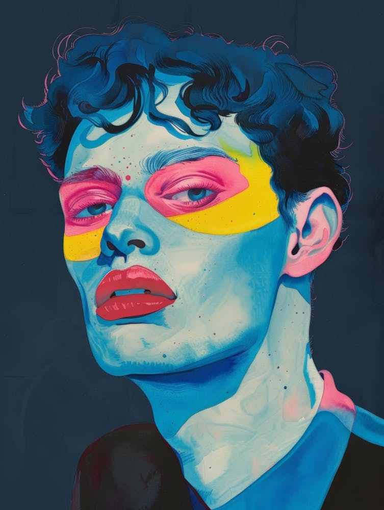 Young Man With Colorful Makeup