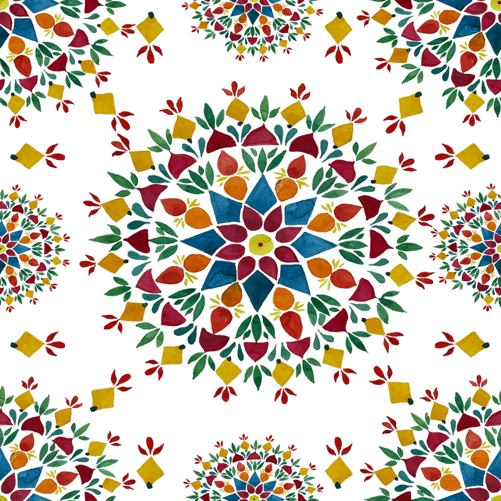 Botanical Harmony Watercolor Mandala