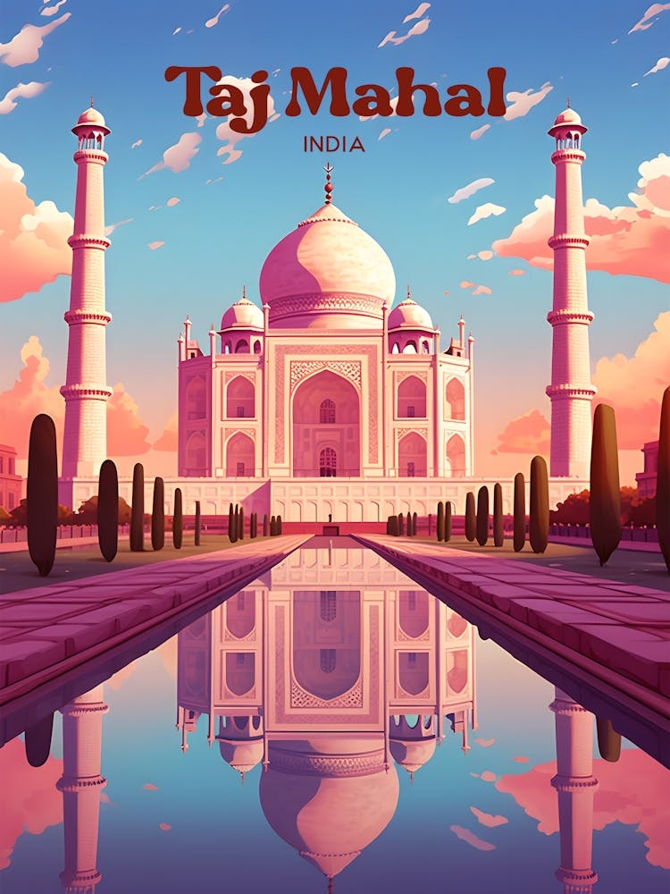 Taj Mahal India Mausoleum Travel Art