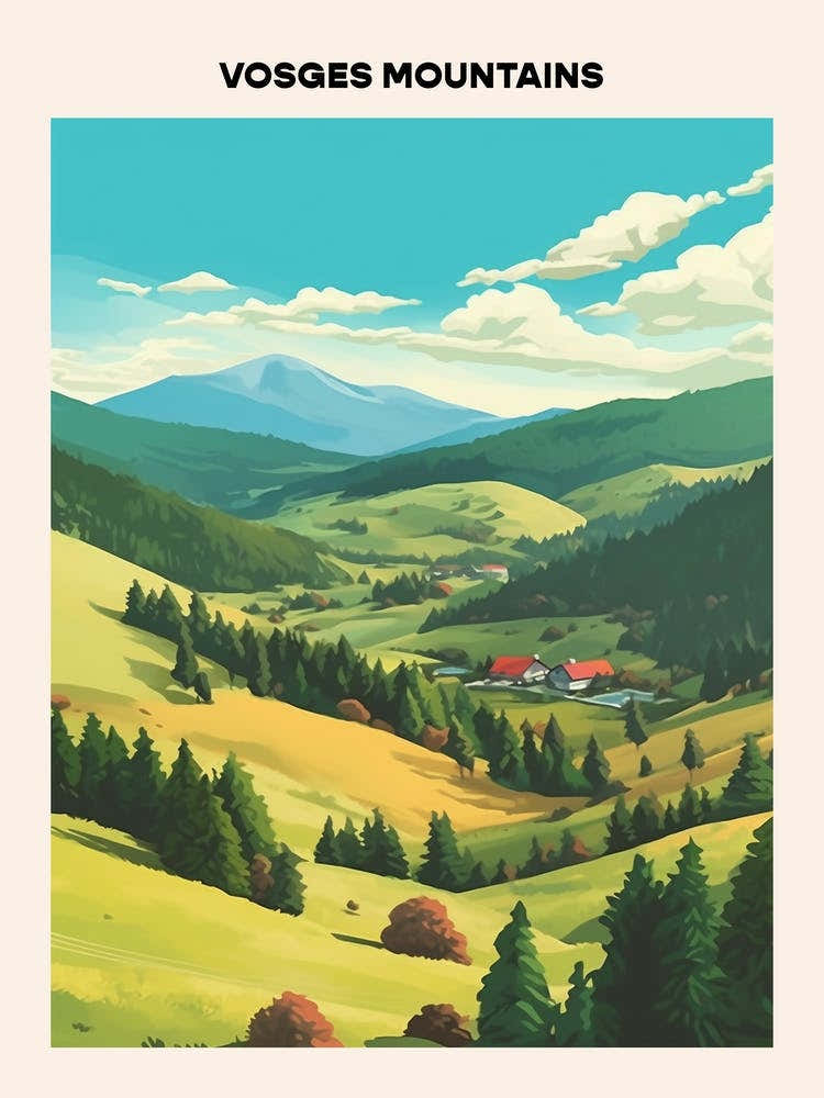 Vosges Mountains Midcentury Travel Poster