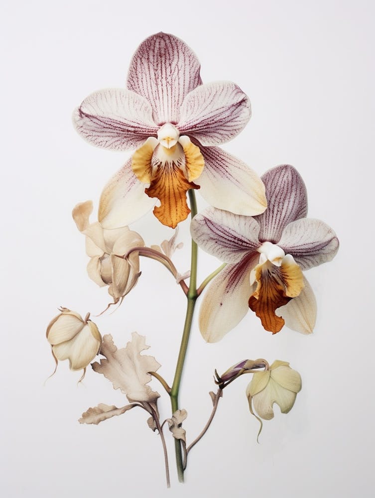 Gepresste Blumen Botanische Kunst Orchidee