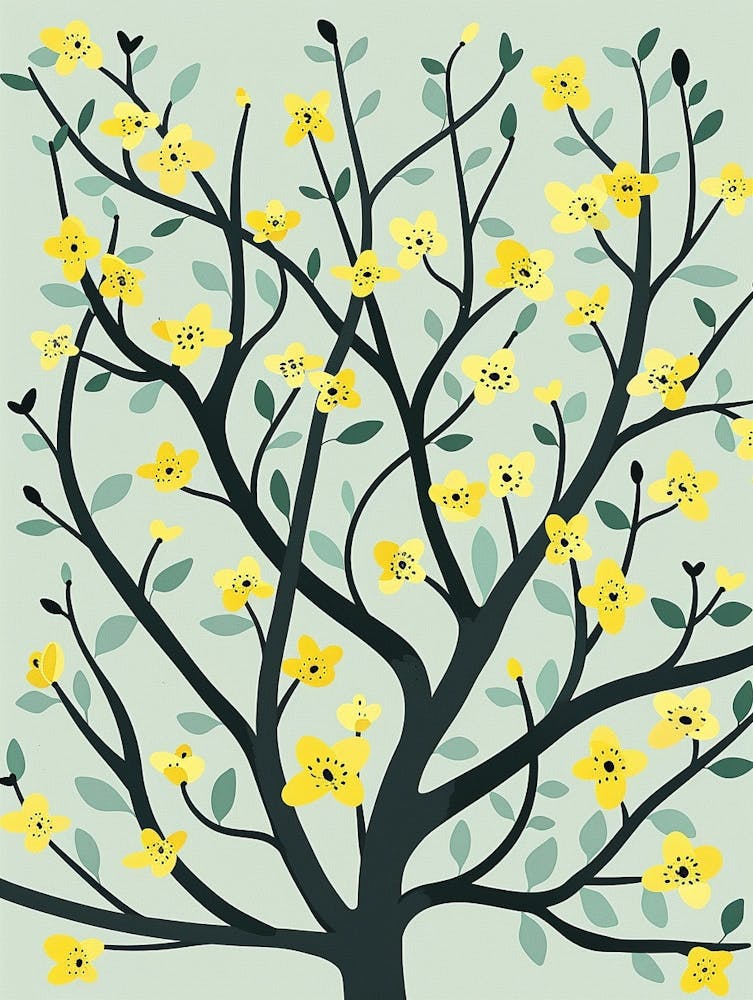 Paulownia Tree Illustration Flat 4