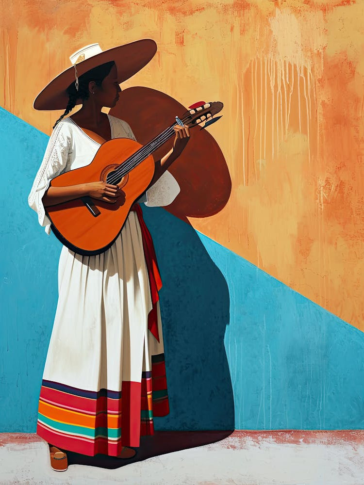 Mexican Woman Playing Guitar, Mexico