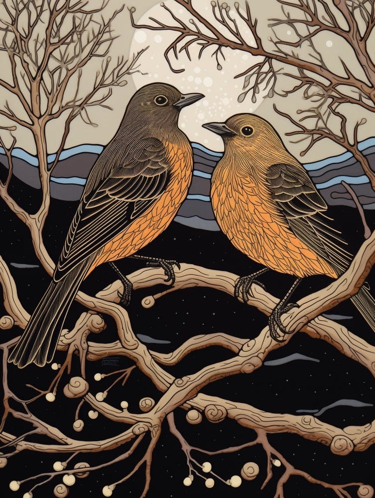 Art Nouveau Birds Poster Grey Plover 1