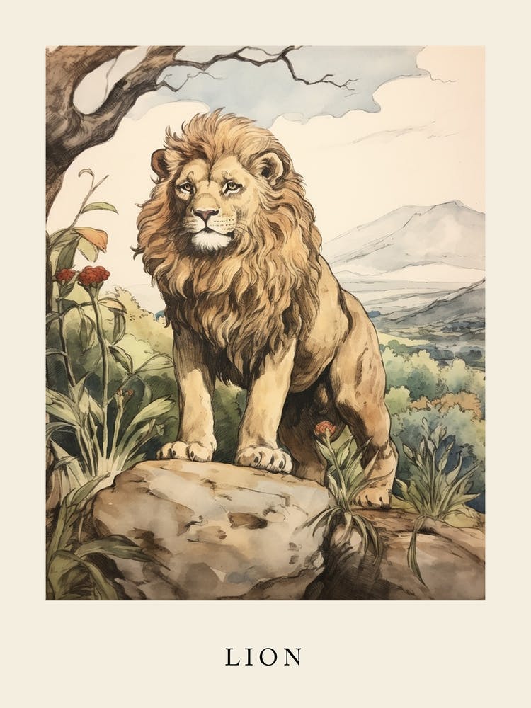 Beatrix Potter Inspired  Animal Watercolour Lion 3