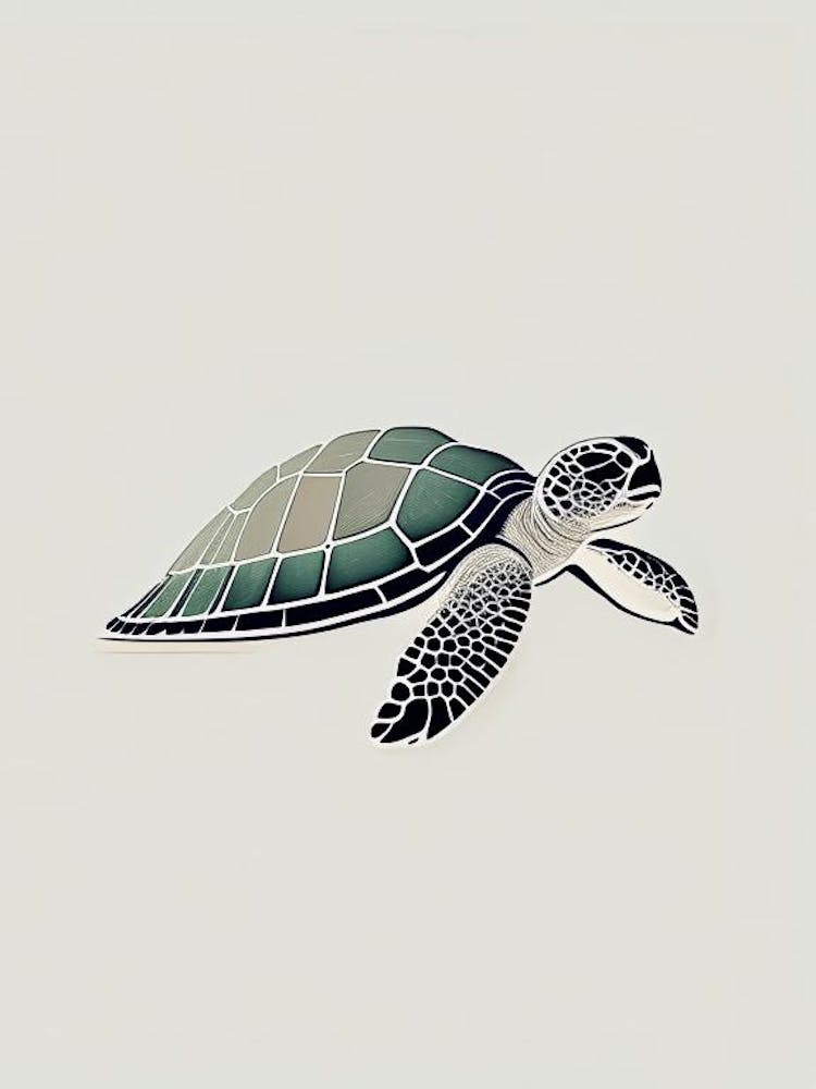 Hatching Sea Turtle, Sea Turtle Retro Minimal 1