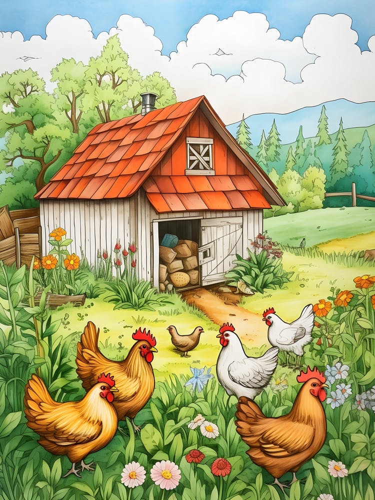 Chickens On The Farm