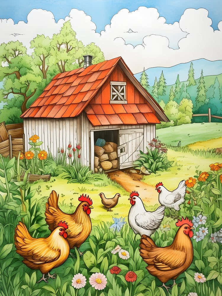 Chickens On The Farm