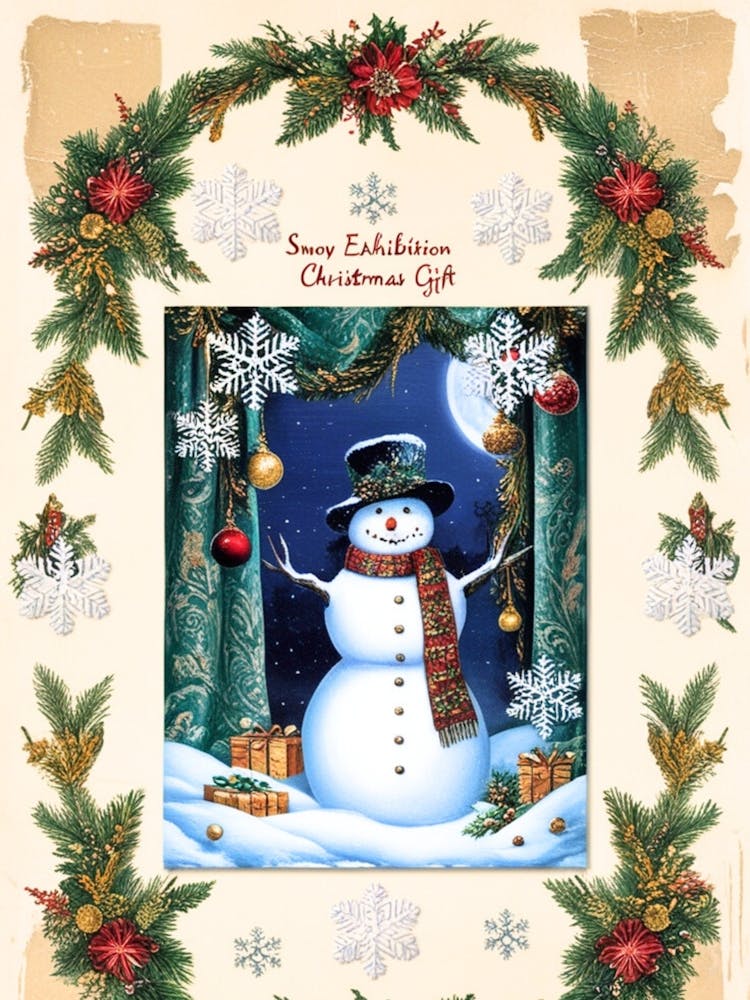 William Morris Snowman Christmas Card