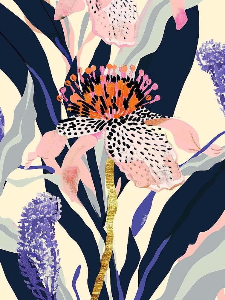 Illustration florale colorée Scabiosa 3