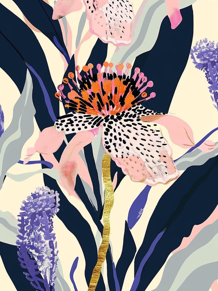 Colourful Flower Illustration Scabiosa 3