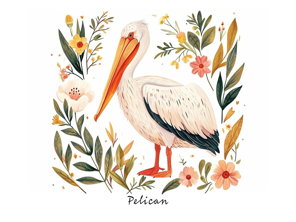 Kleiner Floral Pelikan 1 Poster