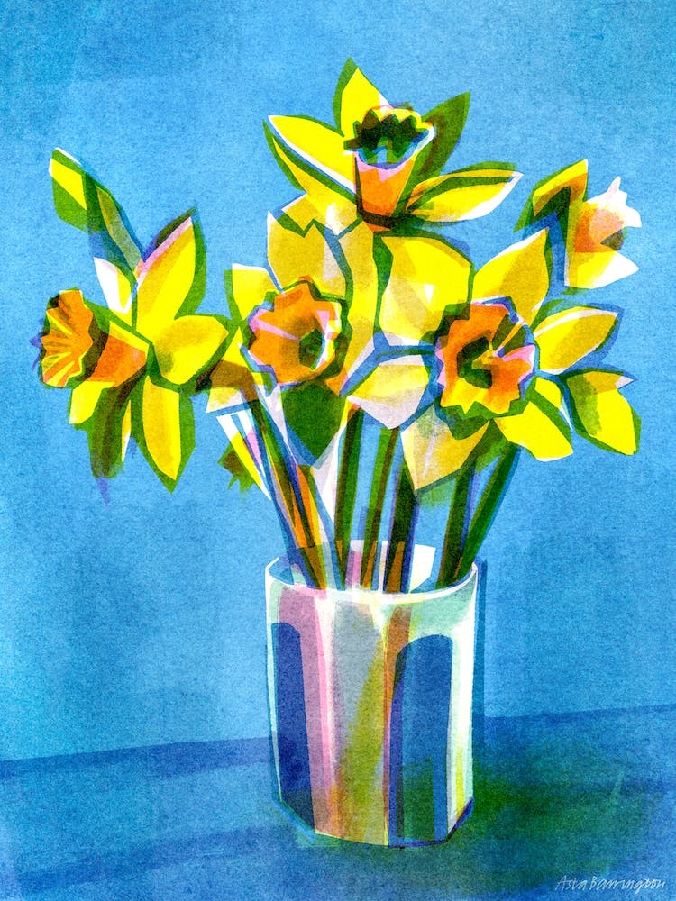 Vase Of Daffodil Flowers