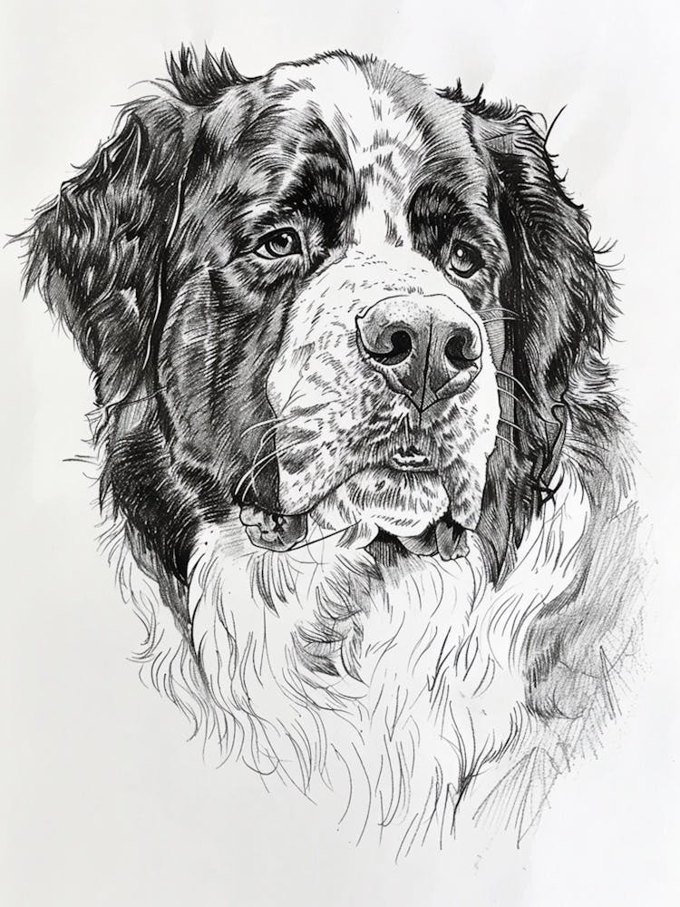 Bernese Mountain Dog Line Sketch 4
