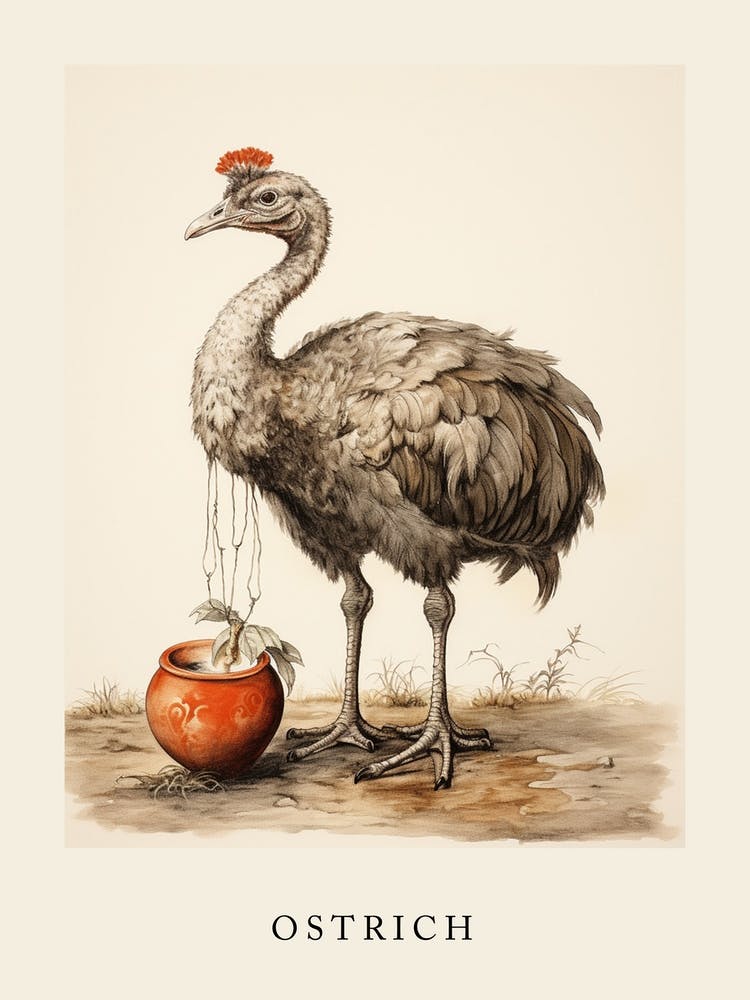 Beatrix Potter Inspired  Animal Watercolour Ostrich