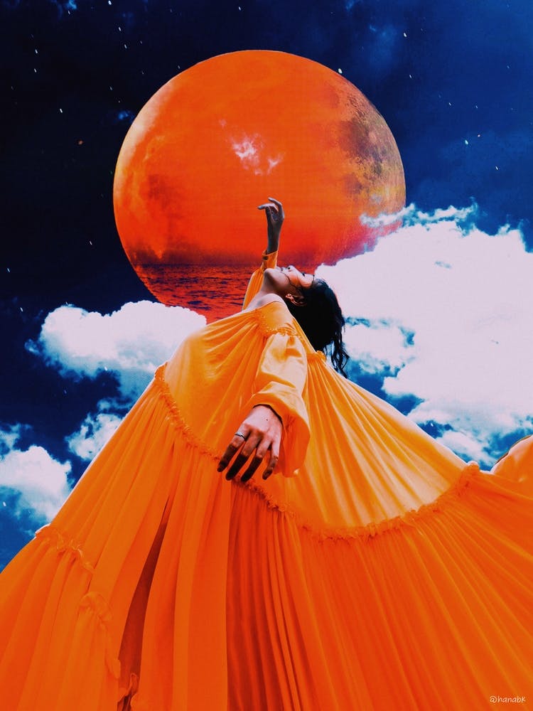 Collage Moon Dancer Midnight Orange & Navy