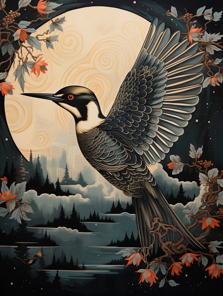 Woodpecker 2 Gold Detail Painting