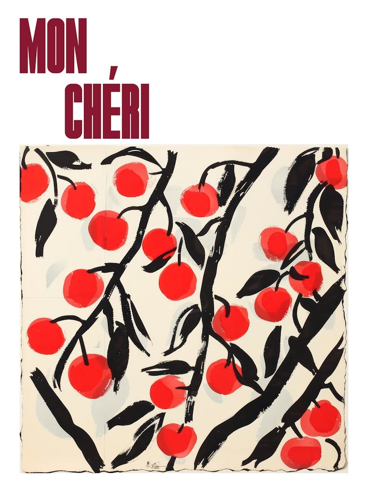 Mon Cheri Poster Summer Cherries Painting Matisse Style 12