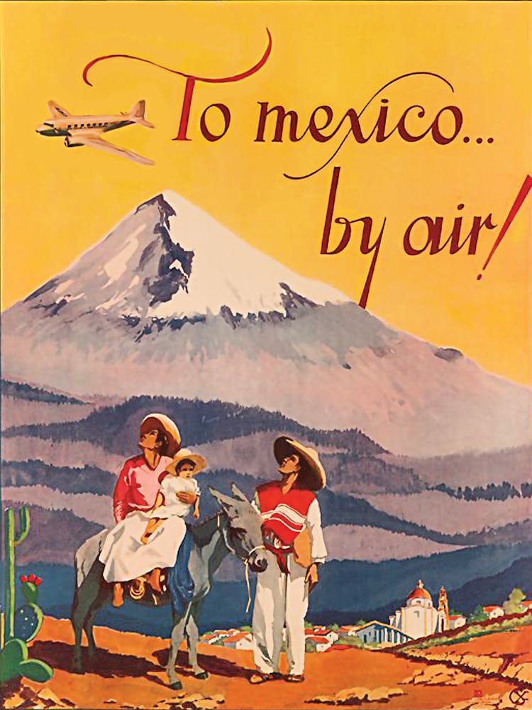 Mexico, Vintage Airline Poster