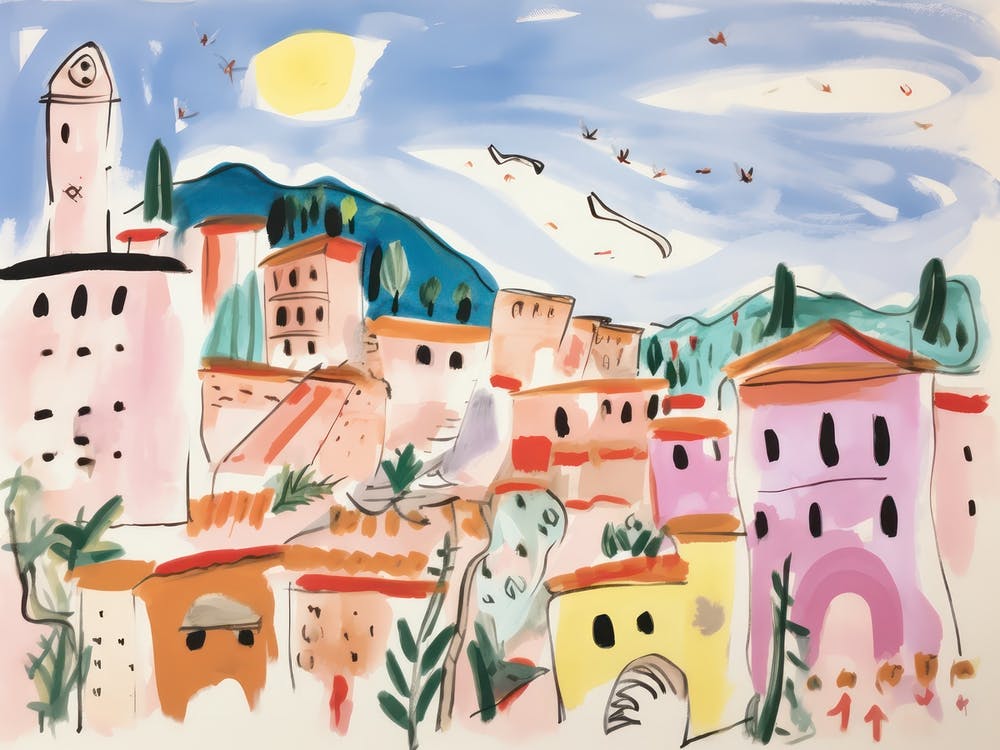 Terni Italy Cute Watercolour Illustration 1