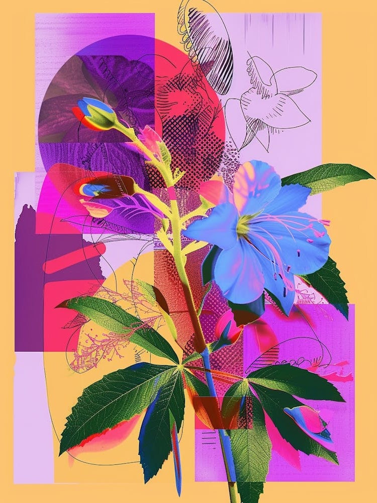 Evening Primrose 3 Neon Flower Collage