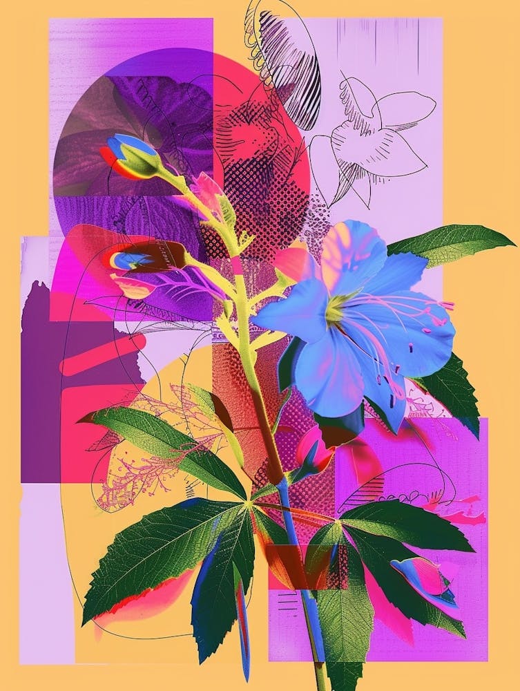 Evening Primrose 3 Neon Flower Collage