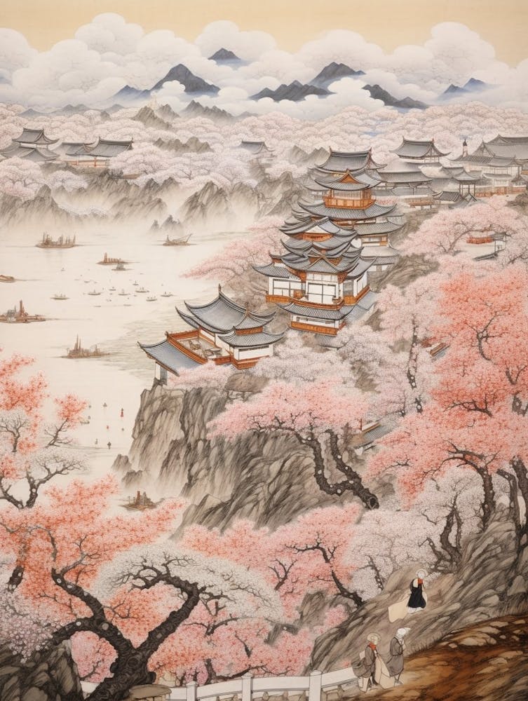 Cherry Blossoms Japanese Style Illustration 3