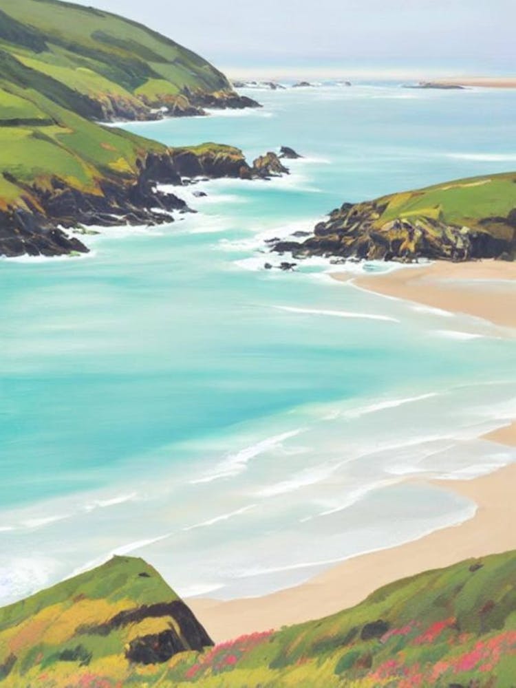Crantock Beach, Cornwall Contemporary Illustration 1