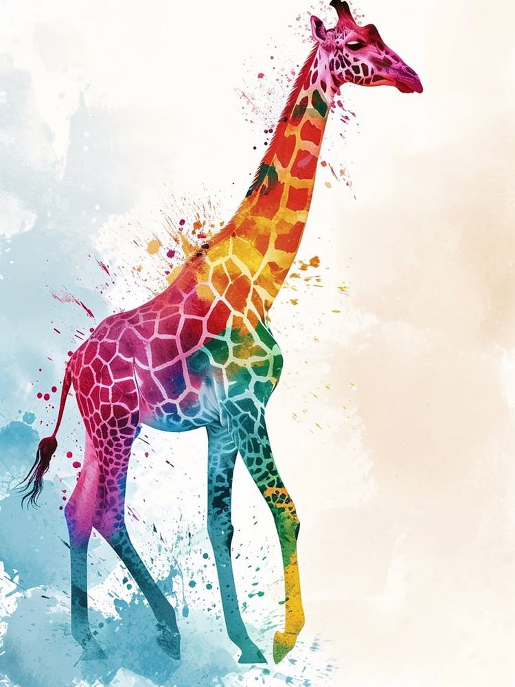 Giraffe Colourful Watercolour 3