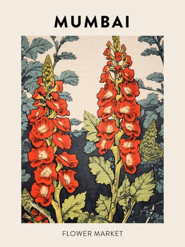 Mumbai India Botanical Flower Market Poster
