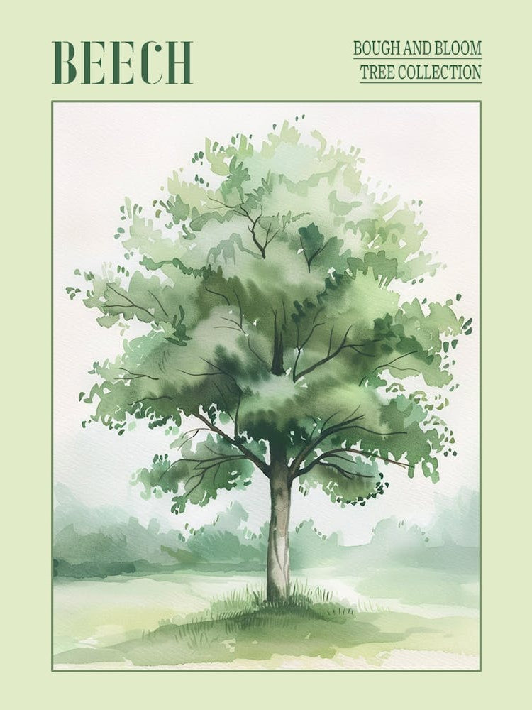 Beech Tree Atmospheric Watercolour Painting 1 Poster