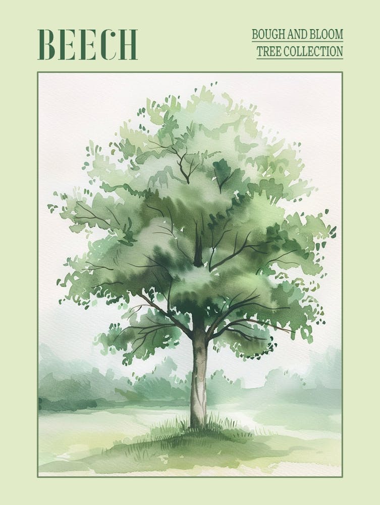 Beech Tree Atmospheric Watercolour Painting 1 Poster