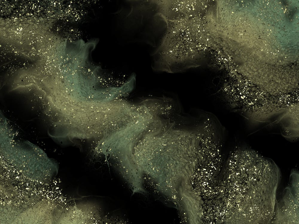 Fluid Abstract Art with Metallic Accents